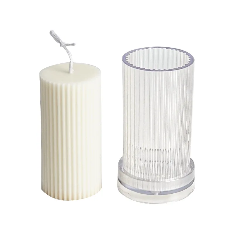 1pc DIY Round Fine Tooth Cylindrical Candle Plastic Mold Striped Candle Acrylic Mold Candle Making Set Mold5x7.5cm