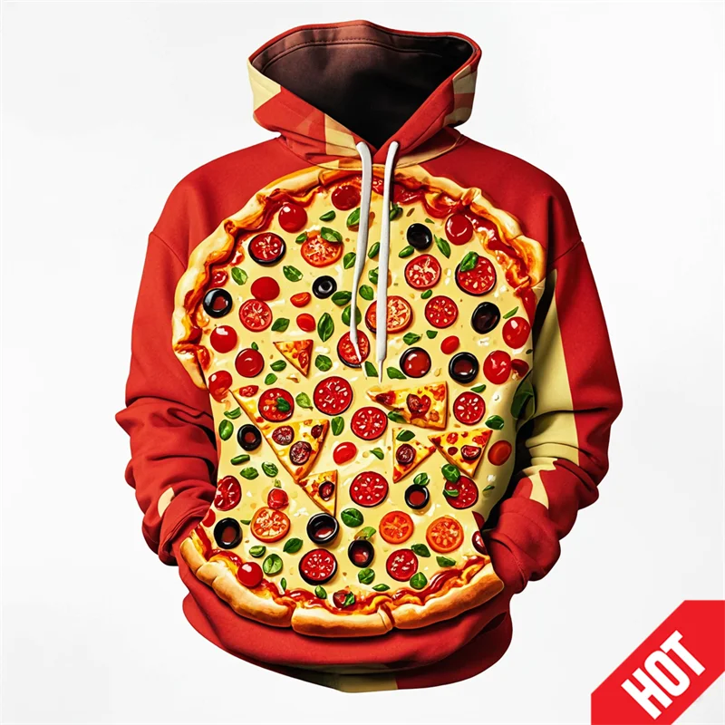 Pepperoni Pizza 3D Print Hoodie Pullover Hipster Food Hoody Casual Streetwear Funny Women Men Unisex Clothing New Design Hoodies