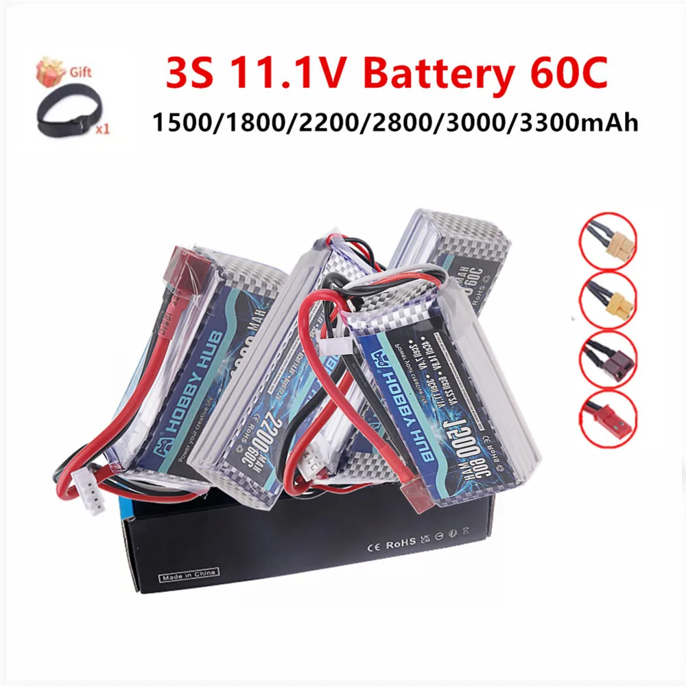11.1V LiPo Battery 3S 1500mah 2200mAh 2800mah 3300mAh for RC Car, FPV, Drones Airplane, Quadcopter, Helicopter, Toys Parts