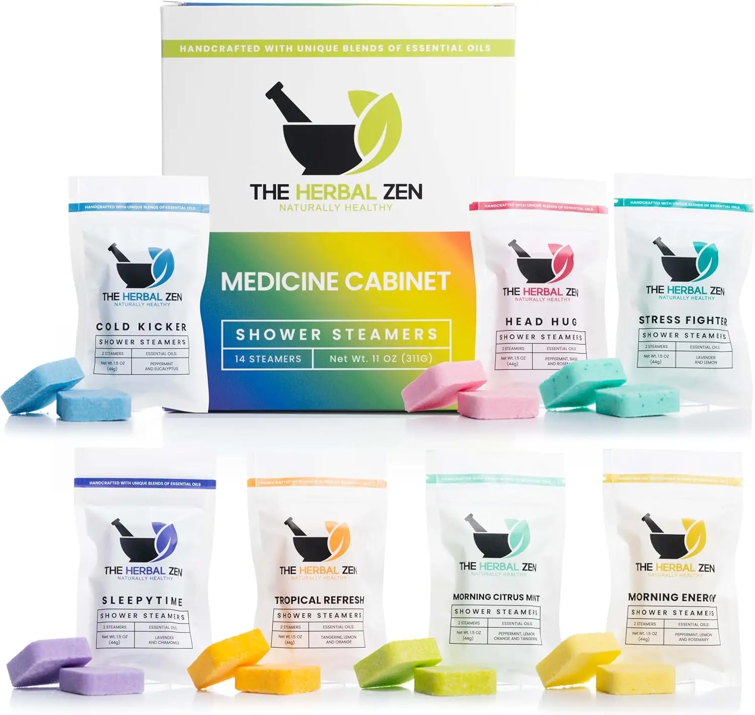 14-Pack Shower Steamers with 7 Essential Oil Blends for Relaxation & Wellness - Shower Bombs Gift Set