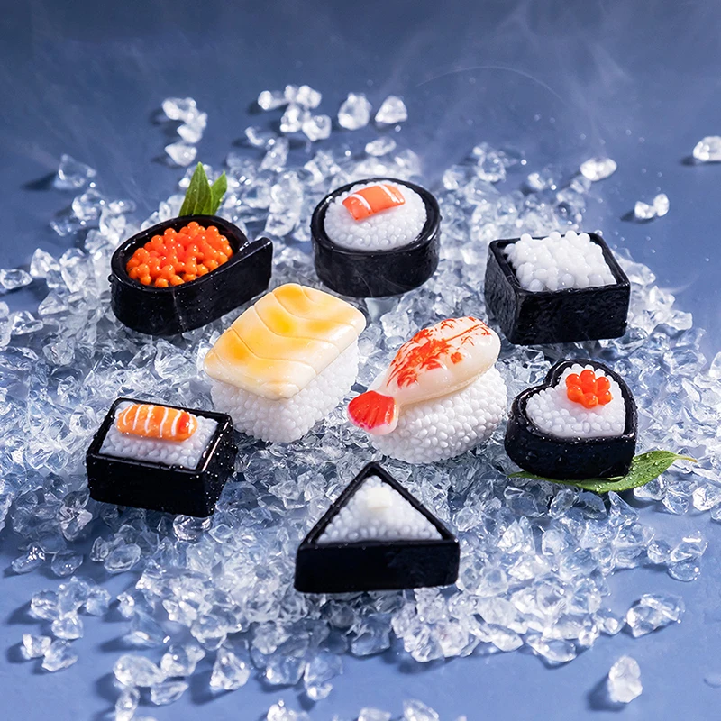 Resin Mini Simulated Sushi Salmon Japanese Cuisine Diy Crafts Desktop Decoration Microlandscape Miniature Figurines Home Decor