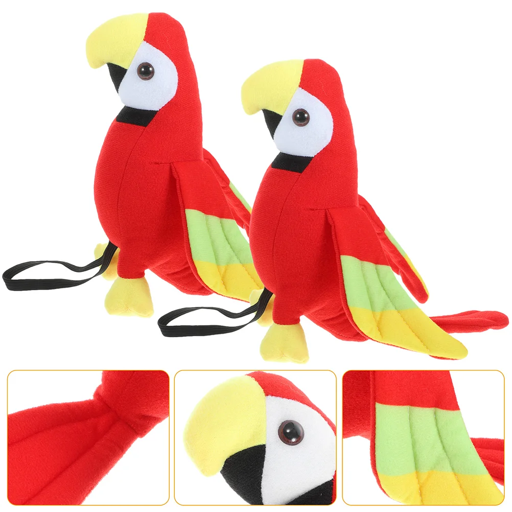 

2 Pcs Cockatiel Pirate Parrot Hamster Toys for Kids Costume Prop Plush Ornament Child Crab Babies