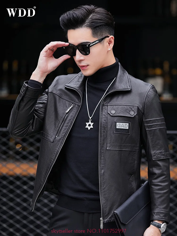 

High Quality Genuine Leather Jacket Men First Layer Cowhide coats real leather short Flight jacket