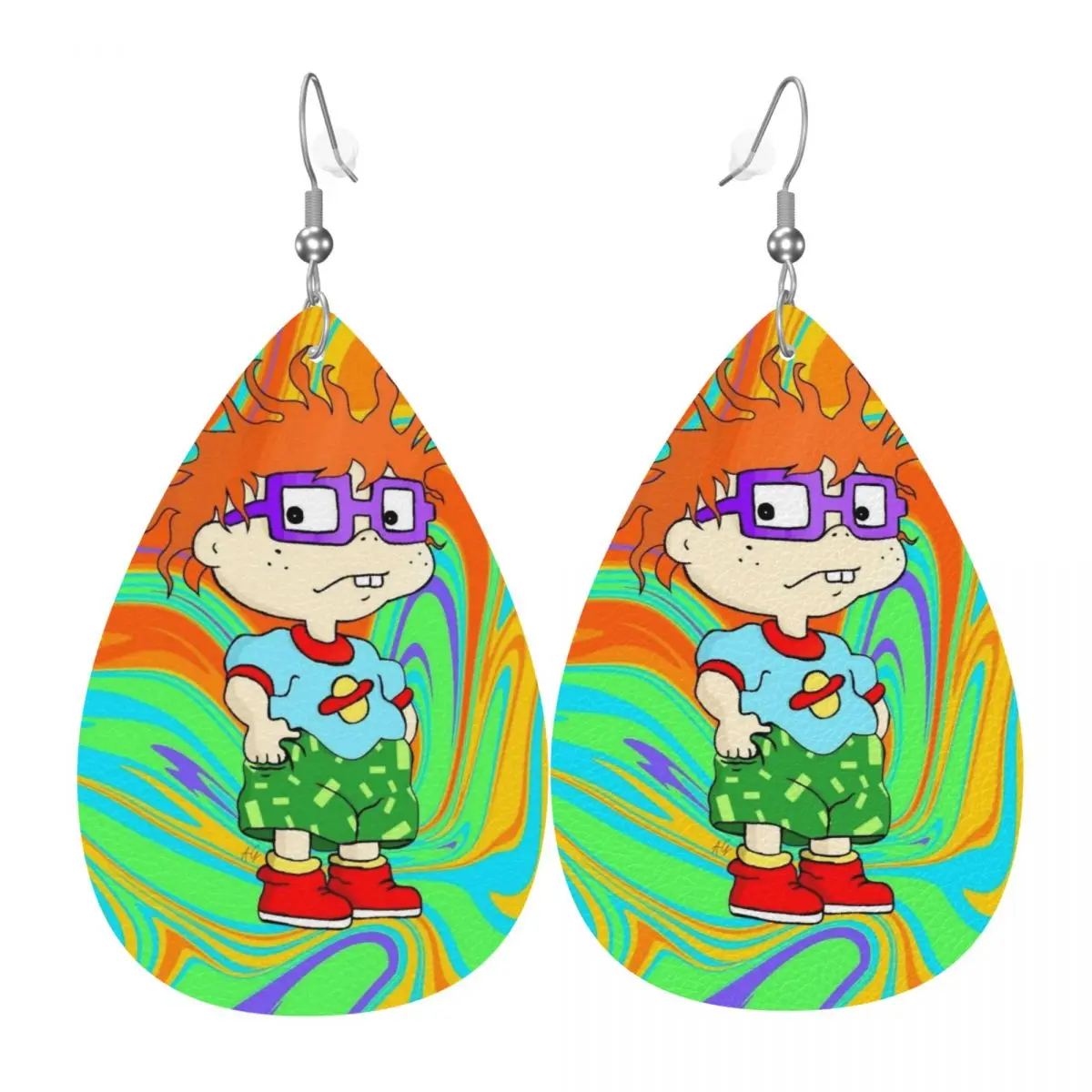 

Custom R-Rugrats Go Wild Leather Earrings for Women Teardrop Dangle Earrings Jewelry Accessories