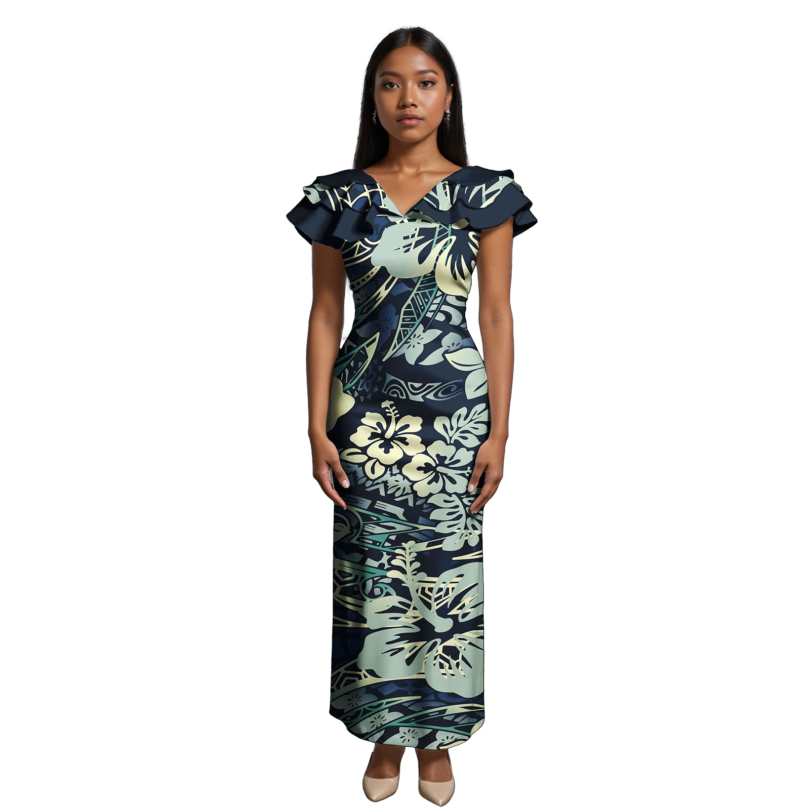 New 2025 Dress  Samoa Stylish Hawaii Polynesian Tribe Off Shoulder Casual Tapa Dress