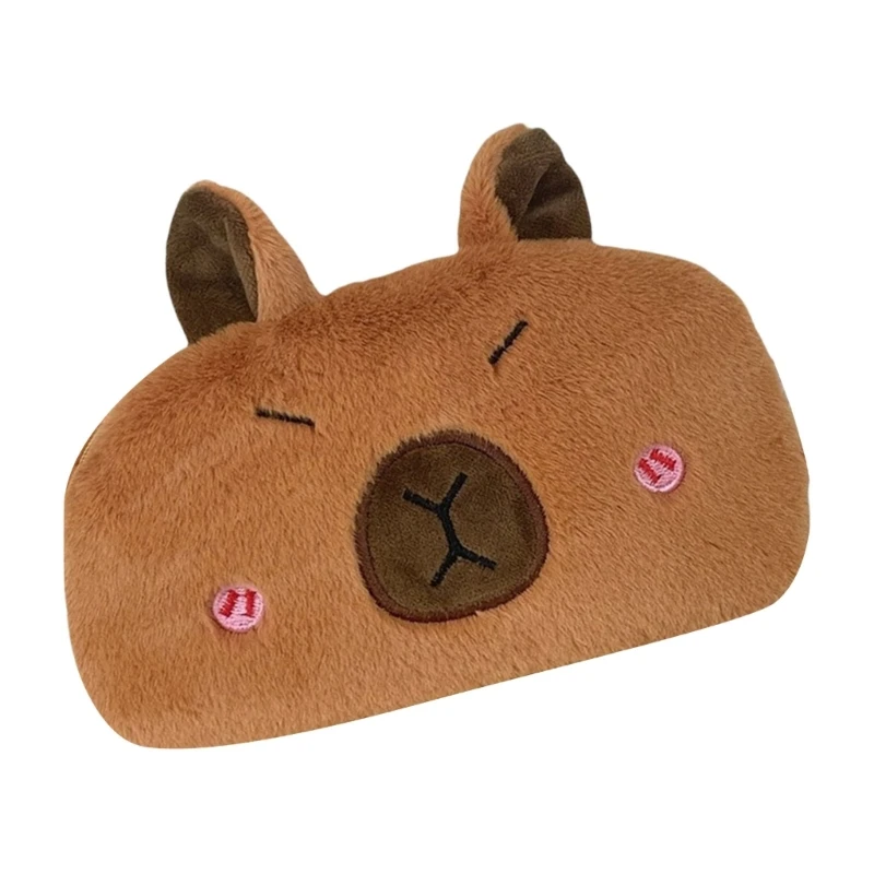 Brown Plush Capybara Pen Case for School Office Art Supplies Stationery Holder