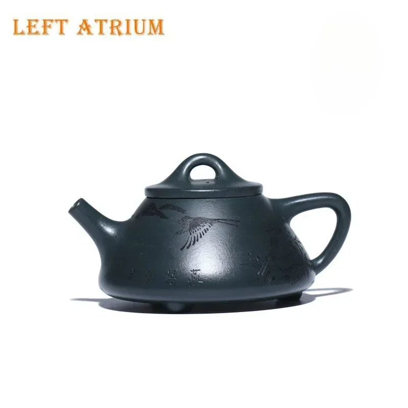 

290ml High-end Yixing Purple Clay Teapots Handmade Stone Scoop Pot Raw Ore Clivia Mud Kettle With Strainer Zisha Tea Set Craft