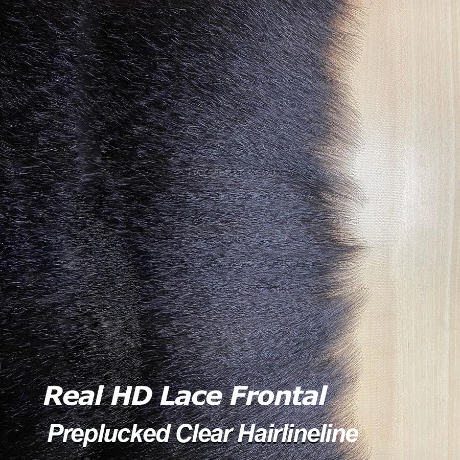 Kinky Straight 13x6 HD Lace Frontal Melt Skin Pre plucked Invisible HD Transparent Lace 5x5 6x6 HD Lace Closure Only Human Hair