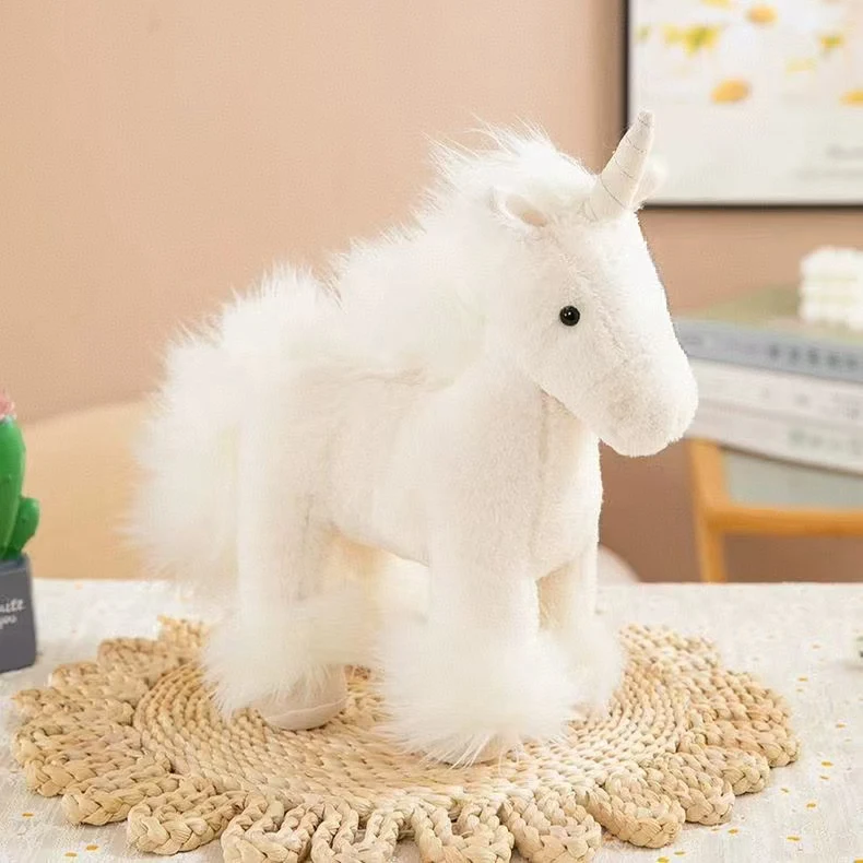 Niedliche echte Pferd-Einhorn-Plüschpuppen, Stofftier, hochwertiges, realistisches Pony-Plüschtier, klassisches Geburtstagsgeschenk für Kinder