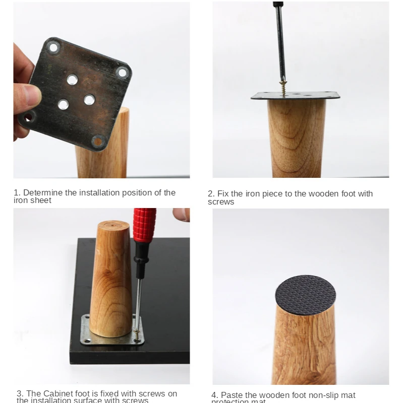 4 Stück Massivholz-Sofafüße, geneigtes Bett, Schrank, Tisch, Möbel, Holzstuhl, Ersatz, schräg