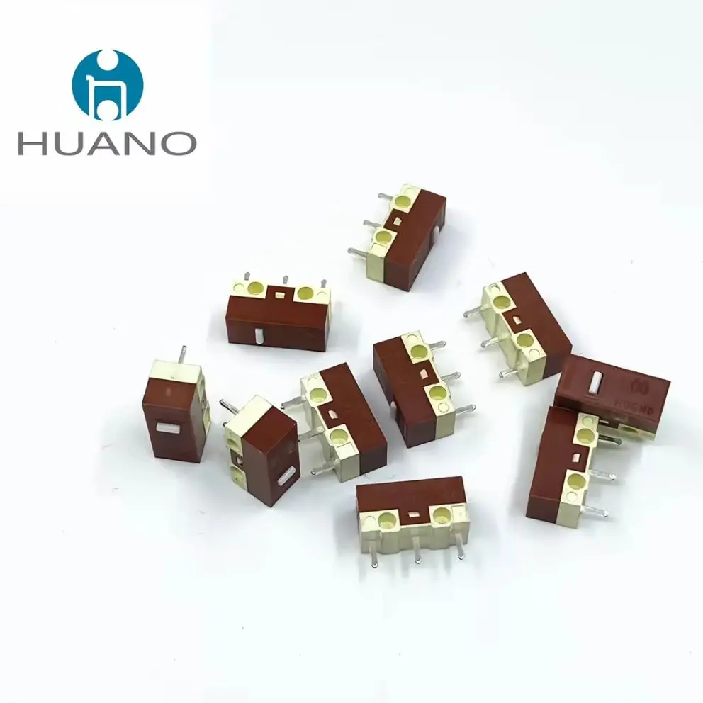 Original HUANO Yellow Dot Enhanced Silent Mouse Micro Switch 20 Million Clicks 3‑Pin Gaming Mouse DIY Repair Replacement Button