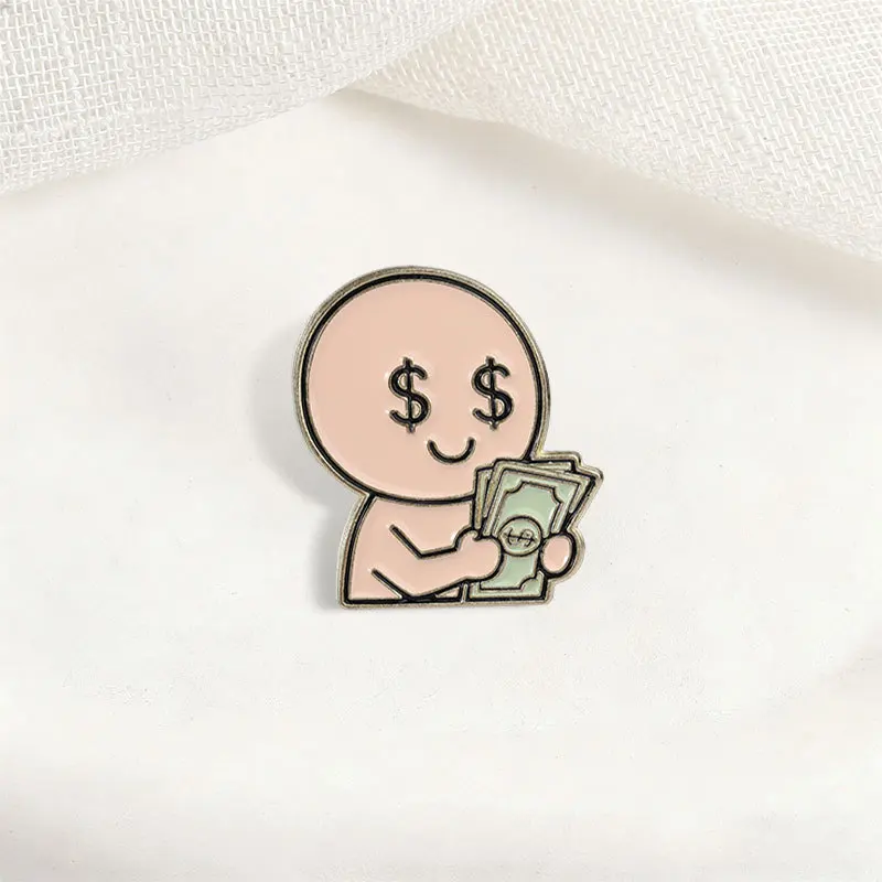 Money-counting boy-shaped badges, cartoon character series alloy pins, accessories for clothing and bags, gifts for friends