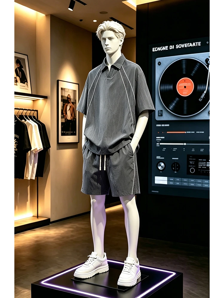 quick-dry-ice-silk-short-sleeve-shirt-and-five-quarter-sports-shorts-men's-summer-youth-thin-sportswear-set-outdoor