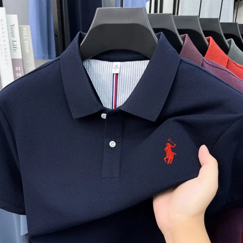 100% pure cotton 2026high-end brand men's short sleeve polo shirt summer fashion luxury logo embroidered golf top casual T-shirt