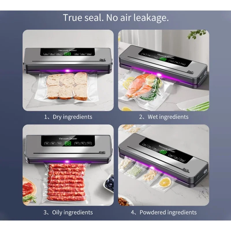 Electric Vacuum Sealer Food Storage Seal Touch Button Dry/Wet Built-in Cutter Kitchen Food Sealing Vacuum Packaging Machine view 5