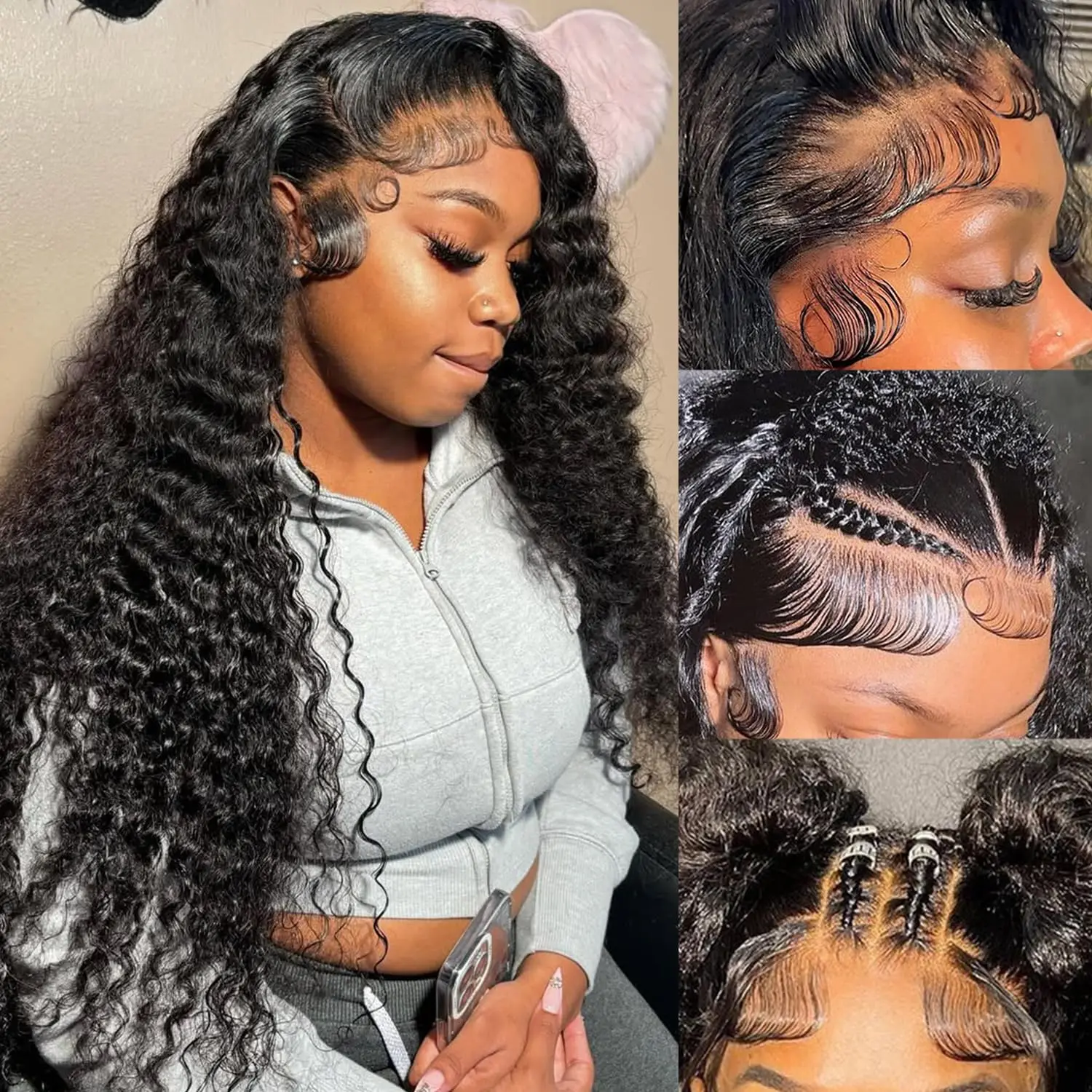 Curly 44 Inch Brazilian Human Hair Lace Wig 13x4 13x6 HD Lace Front Wig Human Hair 200 Density Glueless PrePlucked For Black Women