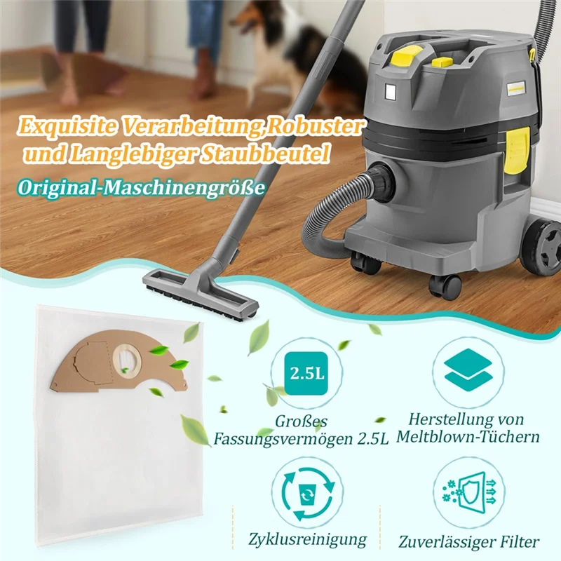 ملحقات بديلة T27C - عبوة من 8 أكياس مكنسة كهربائية لموديلات Karcher NT 22/1