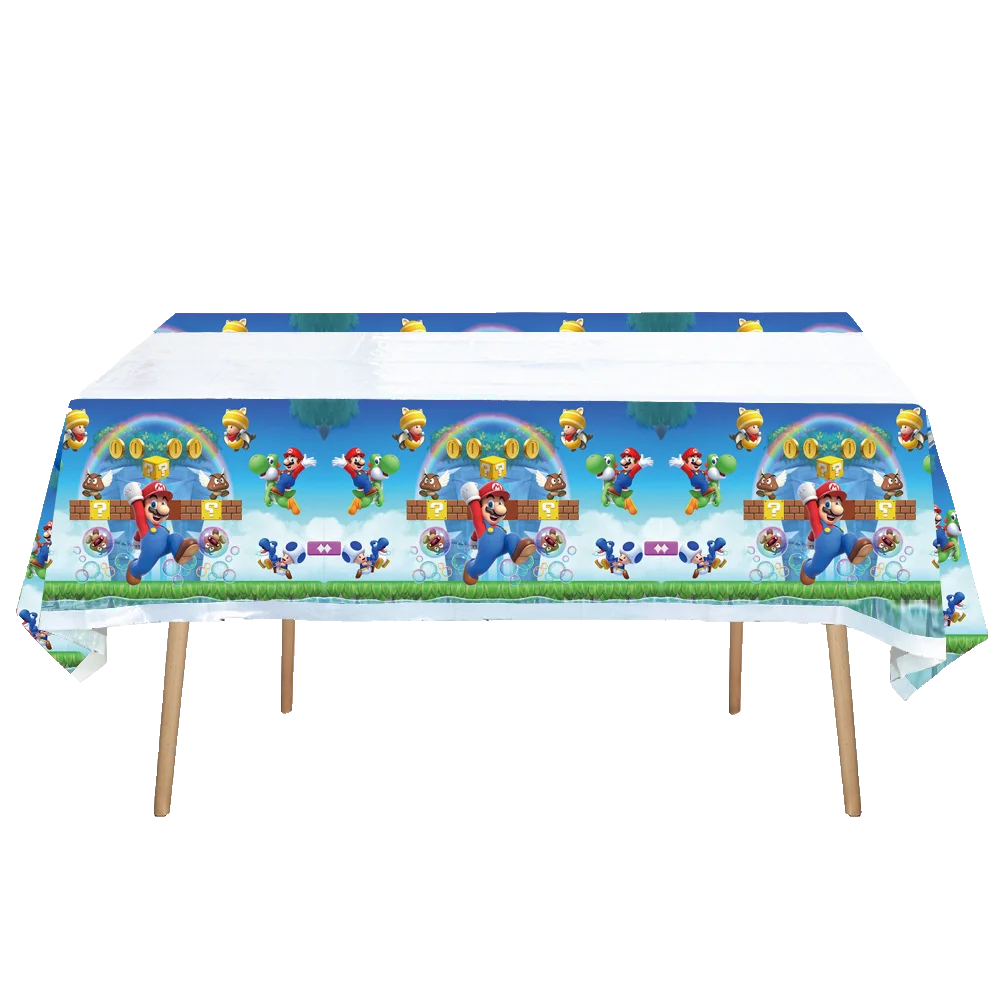 Cartoon Game Super Bros Tablecloth Happy Birthday Decorations Marios Table Cloth Baby Shower Girls Boys Favors Party Supplies