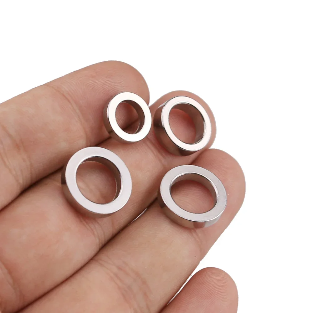 10pcs/lot 8 10 12 14 16mm Stainless Steel Round Big Hole Bead Loose Spacer Beads for DIY Jewelry Making Wholesale Accessories image 2
