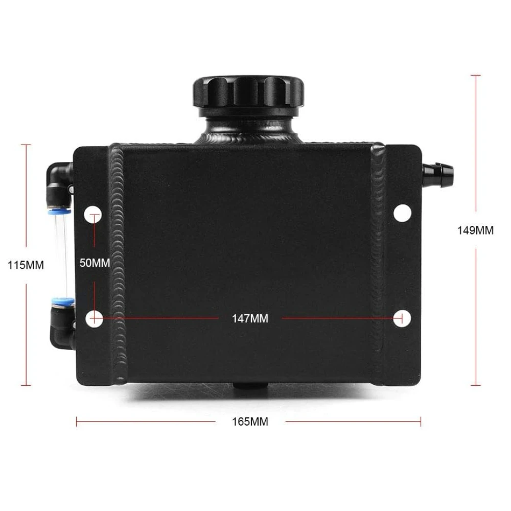Tanque de desbordamiento de radiador de refrigerante de aleación de aluminio Universal, 1L, lata de captura de aceite de motor, depósito de tanque de expansión