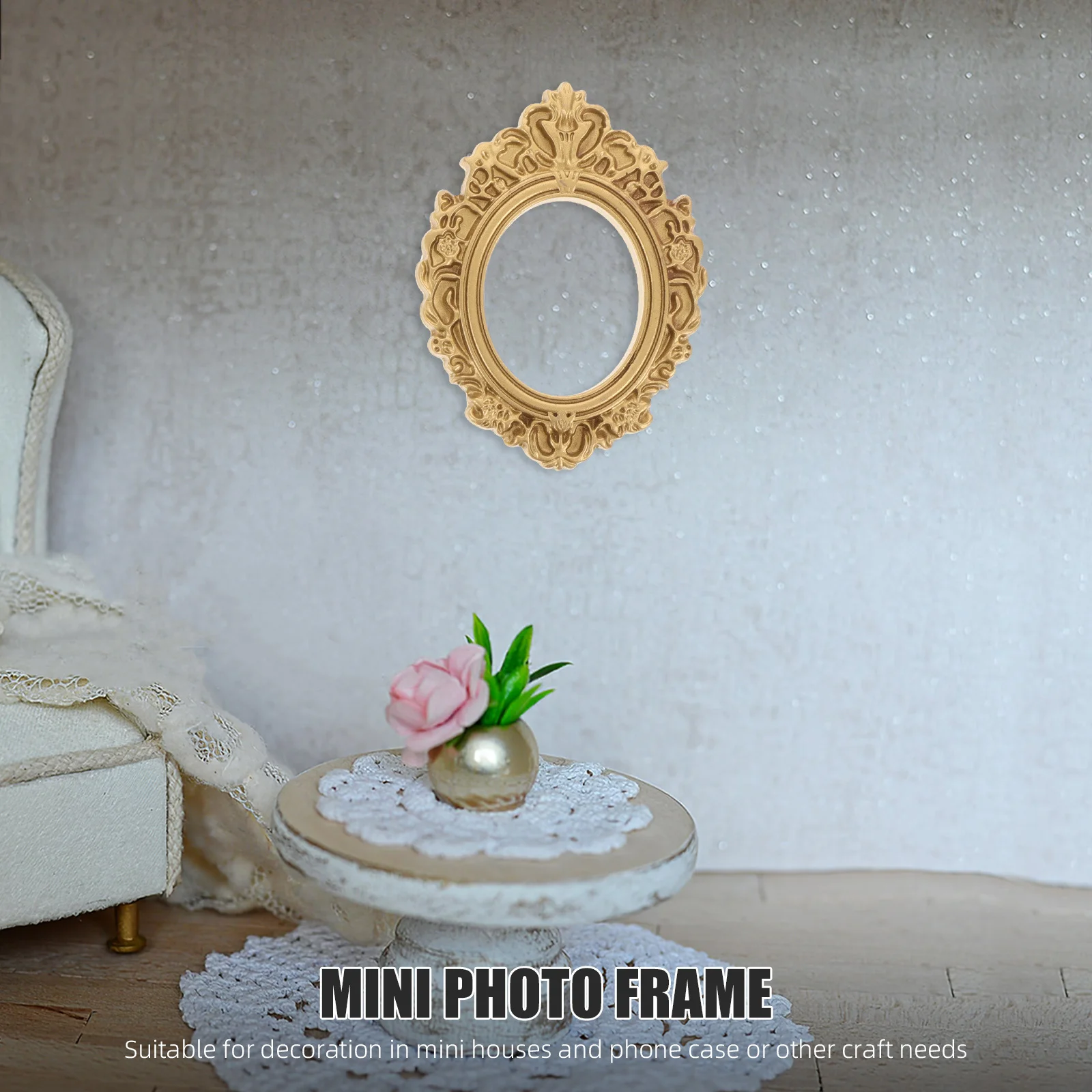 

6Pcs Baroque Mini Resin Picture Frame Vintage Style Photo Frame Decoration DIY Crafts Making Phone Shell Ornaments