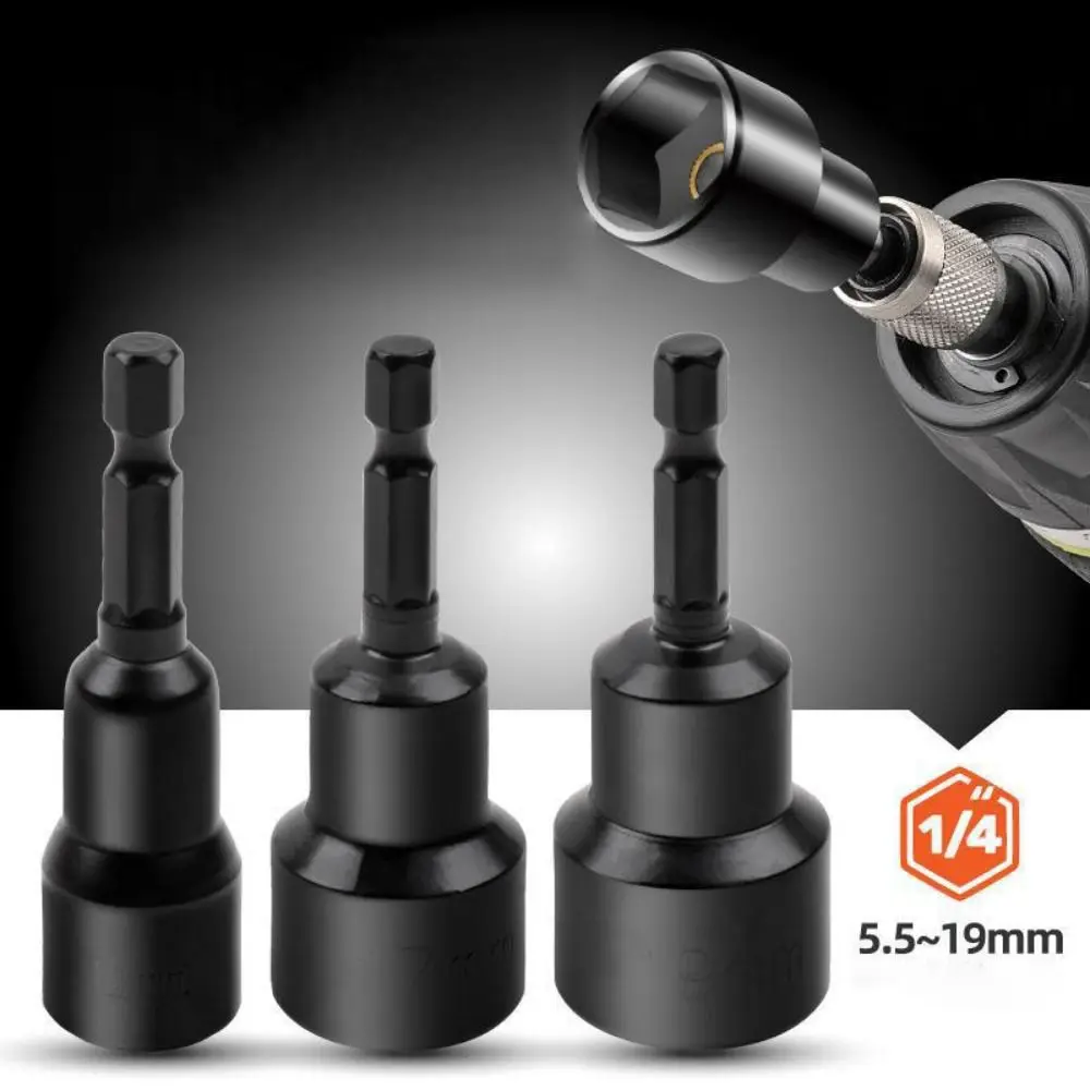 6-19mm Magnetic Nut Driver Socket 1/4inch Hex Shank Hand Tool Parts Electric Drill Bit Socket High Quality Wear-resistant