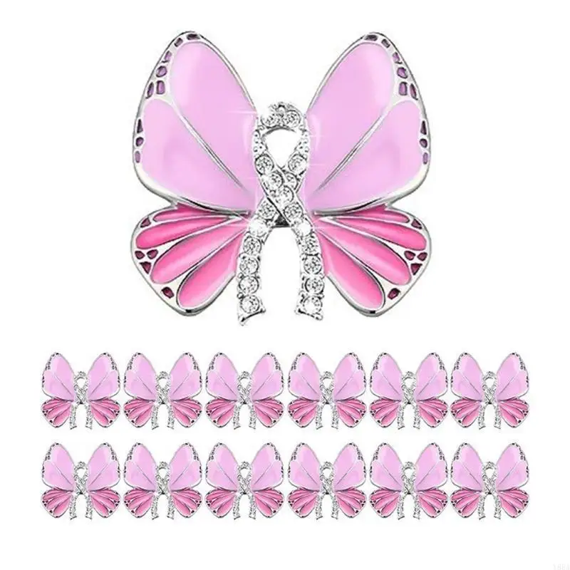 

Y88A Pink Ribbon Brooch Pins Hope Ribbon Lapel Official Breast Cancers Awareness Lapel Pin for Charity Public Social Event