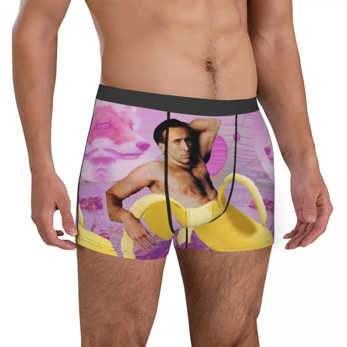 Funny Boxer Nicholas Cage Banana Vaporwave Shorts Panties Briefs Man Underwear Summer Funny Meme Soft Underpants for Male S-XXL