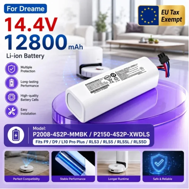 Neuer 14,4V Li-Ionen-Ersatzakku Kompatibel mit Dreame F9 D9 L10 Pro Plus RLS3 RLS5 RLS5L RLS5D Roboter-Staubsauger Ersatzteile
