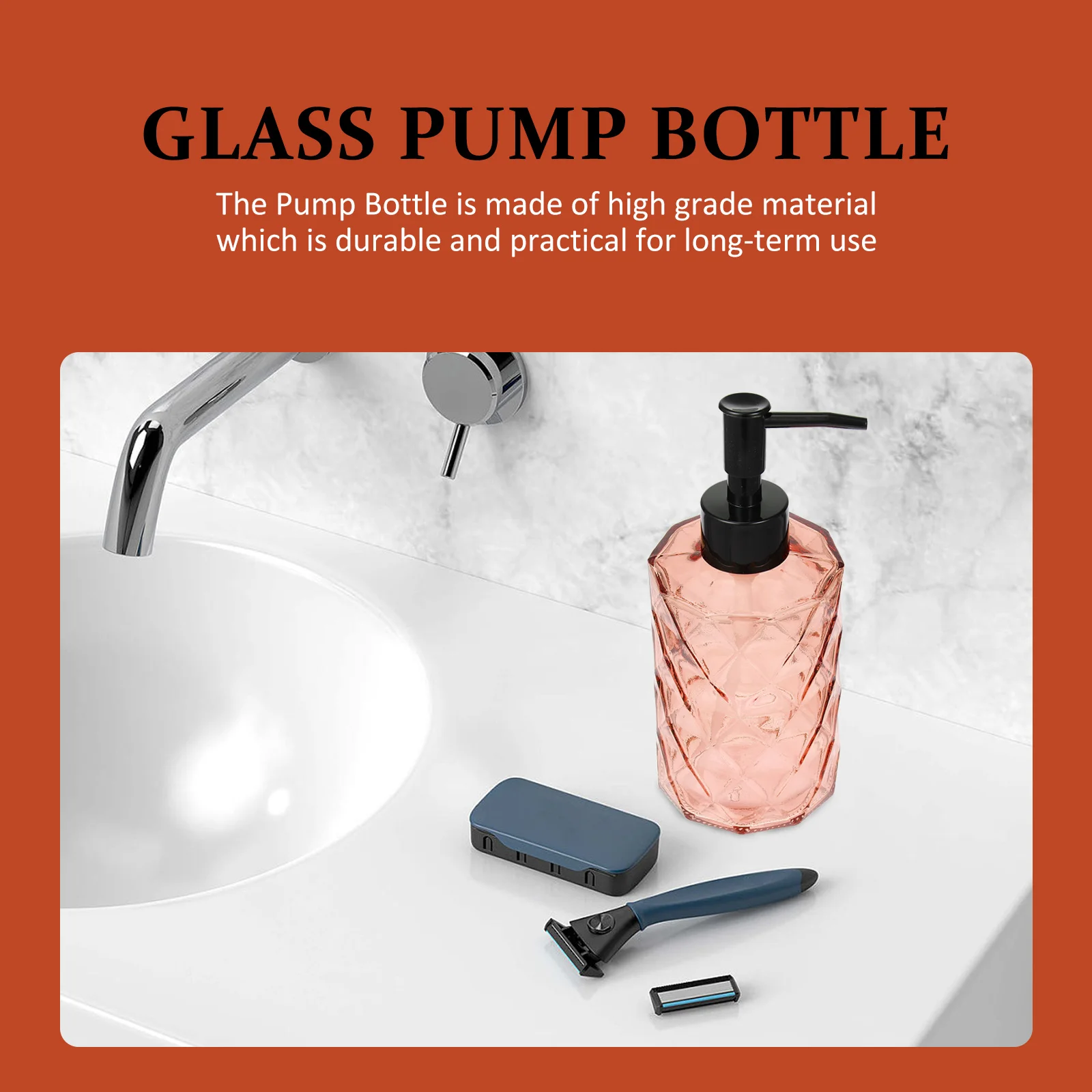 

2Pcs Glass Bathroom Accessories Shampoo Pump Bottle for Shower Gel Lotion Hand Soap Organizer Durable Material Easy to Control