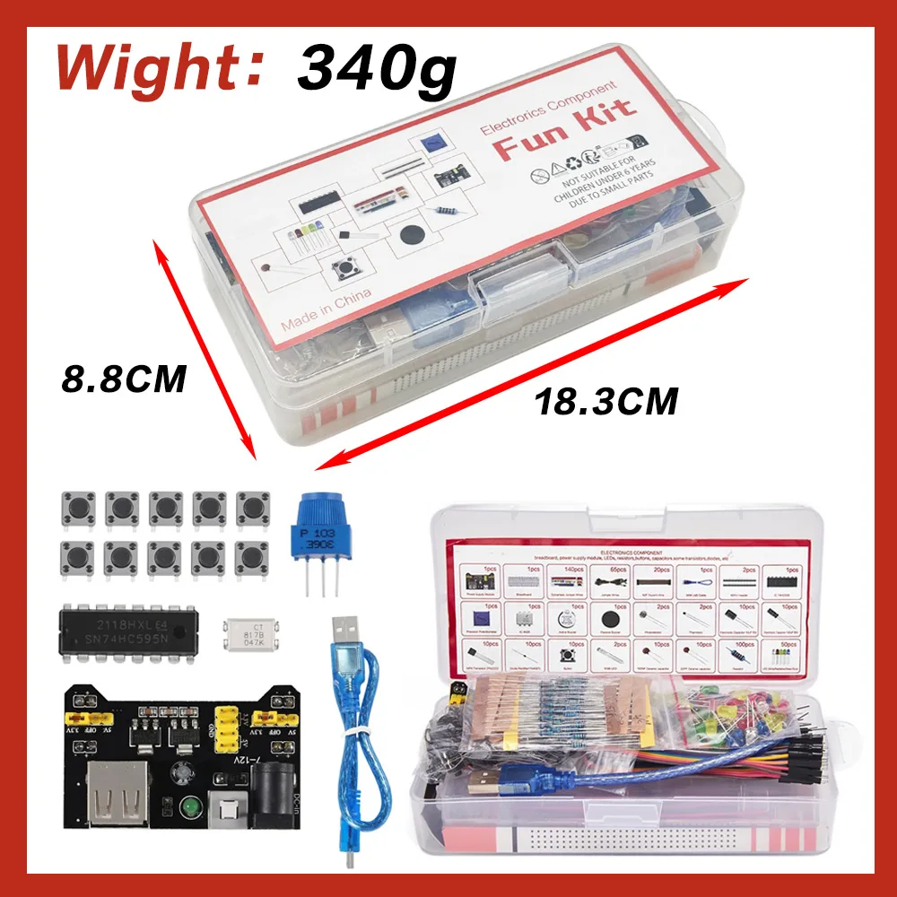 

830 Hole Kit For UNO R3 Component Pack Beginner Kit 3386P Potentiometer Resistor Capacitor LED Components