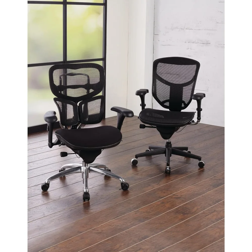 Silla ergonómica de malla con espalda media, color negro