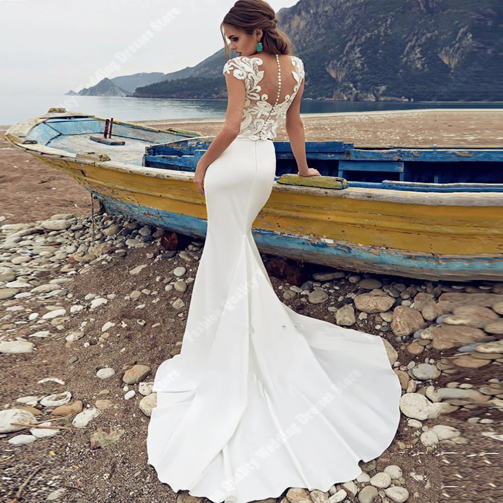 Romantic Women Wedding Dresses Elegant Sexy Satin Finish Mermaid Bridal Princess Gowns 2024 Sweet Smooth Fabric Vestido De Noiva