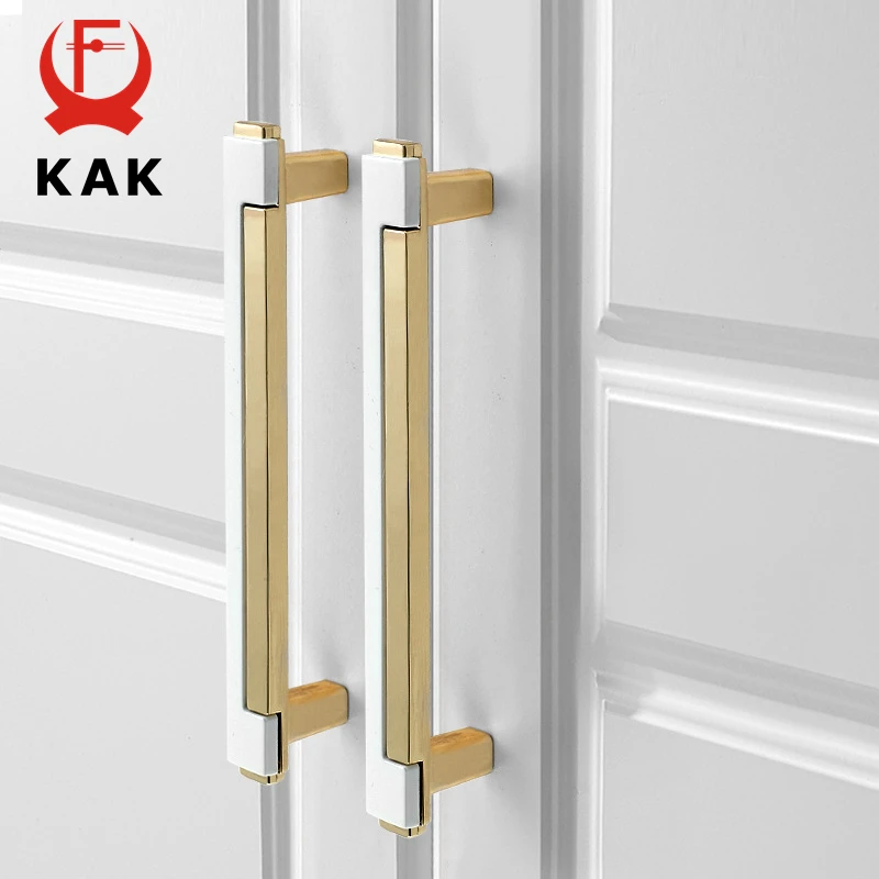 KAK Bright Chrome Cabinet Handles Gold Kitchen Handle Black Drawer Knobs Door Pulls Zinc Alloy Furniture Handle Door Hardware