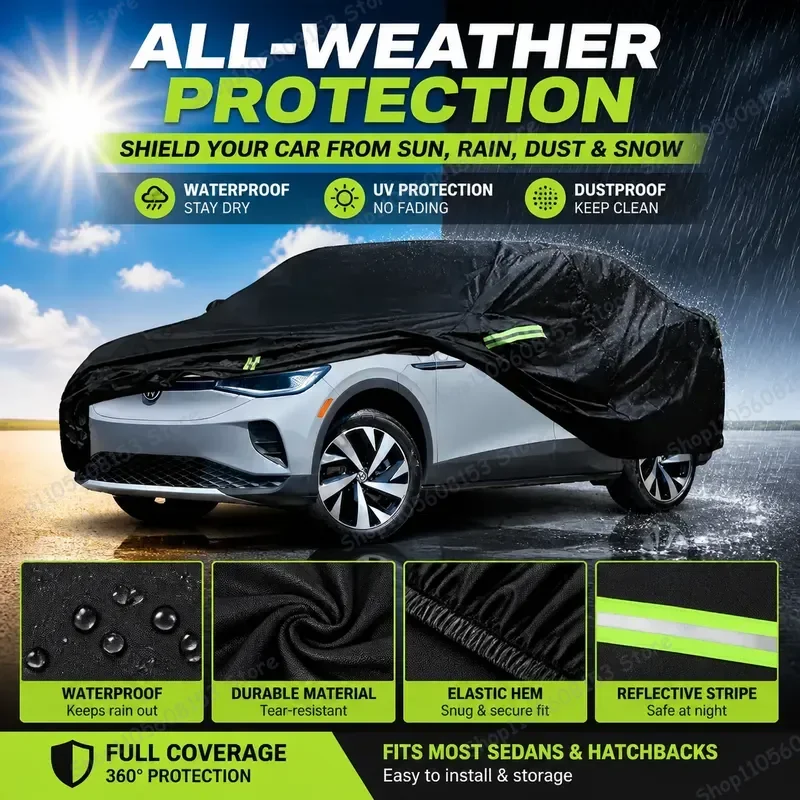 

For Volkswagen ID4 Sun Shade Cover UV Resistant Rain Snow Proof Dustproof Car Cover Outdoor Weather Protection Full Coverage