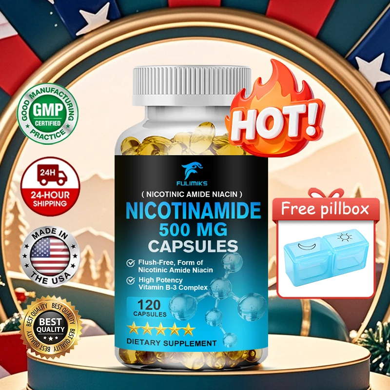 Nicotinamide 500mg Capsules, with Vitamin B3, Promotes Energy Metabolism, Nervous System and Skin Health Regulate Pressure