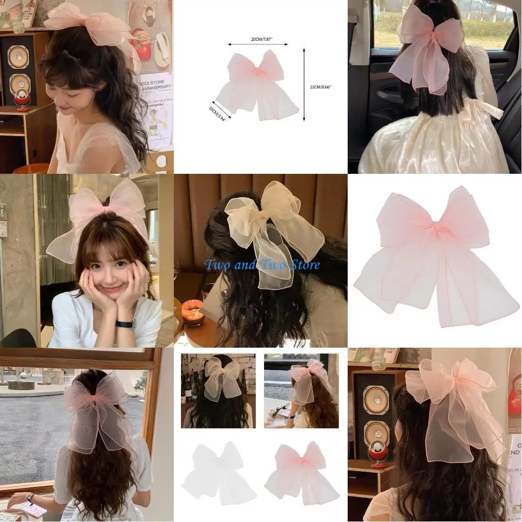 

HX6F Lovely Oversized Bowknot Hair Clip Woman Long Short Hair Ornament Non-Slip