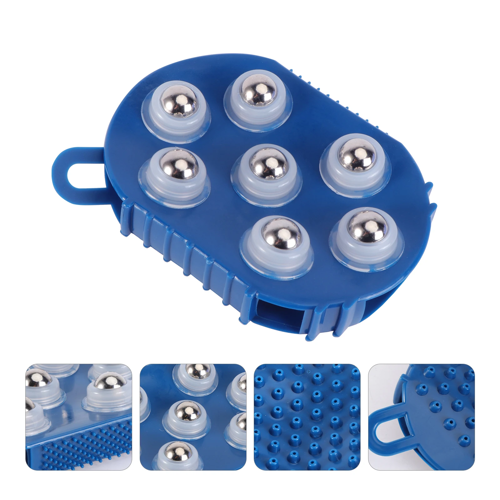 قفاز تدليك على شكل راحة اليد 7 كرات دوارة فولاذية يده مدلك الجسم تخفيف وجع العضلات السيلوليت تقشير الظهر فرشاة