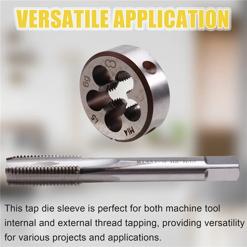 2 pces m14 * 1.5 torneira morrer conjunto de aço de alta velocidade morrer manga usado para máquina ferramenta rosqueamento interno e externo