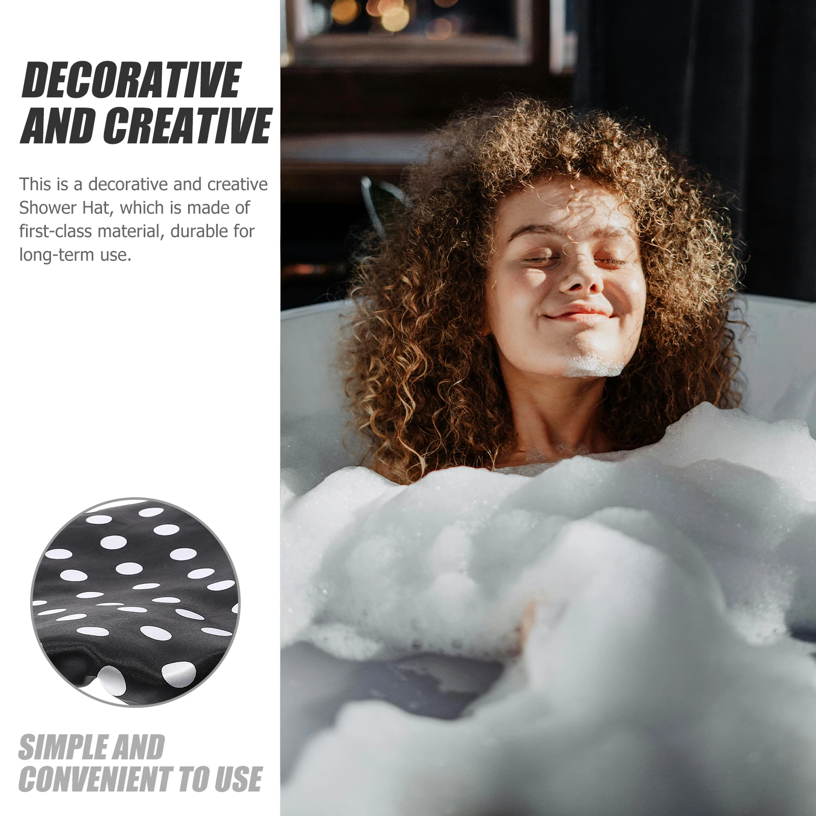 

Three Layers Waterproof Bath Cap Printed Shower Hat Elastic Band Adjustable Hair Drying Hat Reusable Shower Caps Women