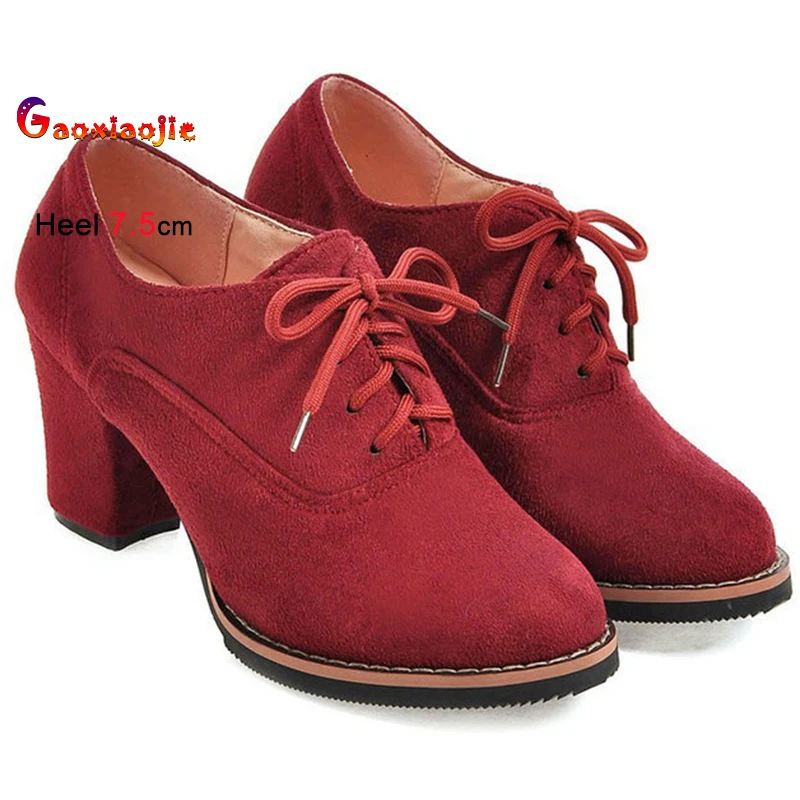 

High Quality New Suede Medium Heels Women's Shoes Fashion Blue Lace-up Deep Mouth Coarse Square Heel Ladies Office Single Shoes