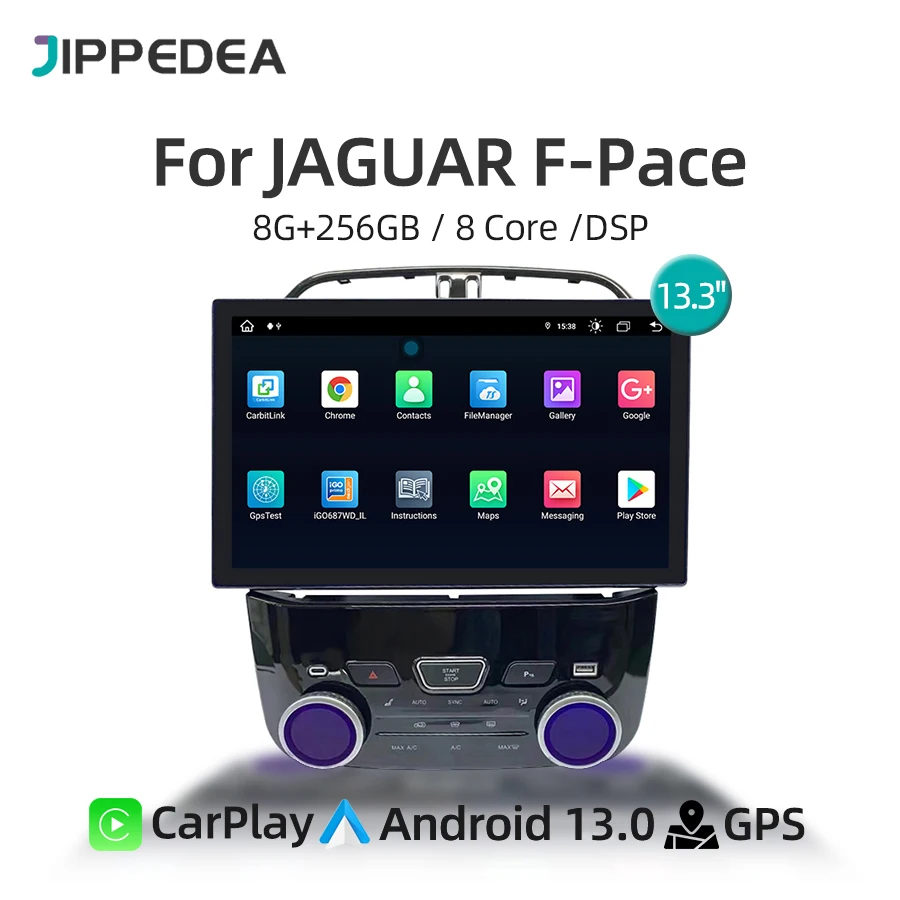 Android 13 Wireless CarPlay GPS Navigation 4G WiFi QLED Screen Car Multimedia Radio Player For JAGUAR F-Pace XE XEL 2016-2020