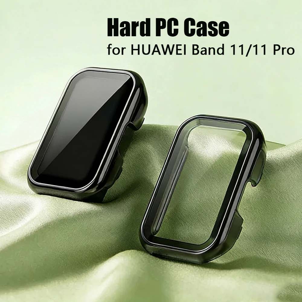 Hülle für Huawei Band 11 Displayschutzfolie 11 Pro Allround-Hartschalen-PC-Stoßfänger aus gehärtetem Glas, Huawei Band 11 Uhrenzubehör