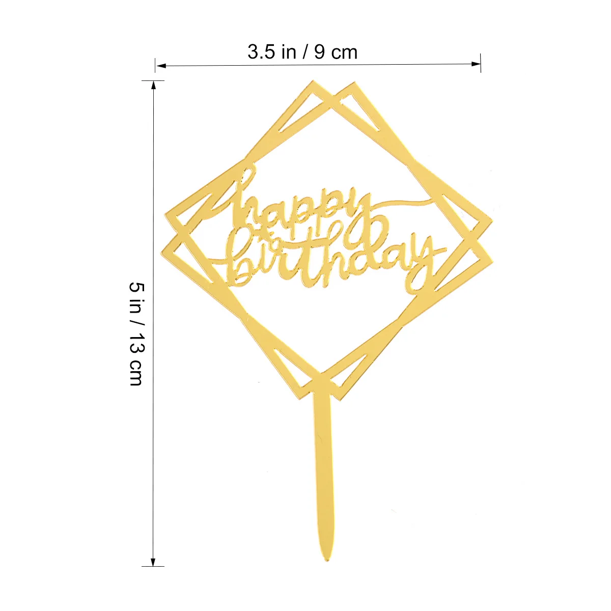 Adorno acrílico para tarta de feliz cumpleaños, adorno cuadrado de doble capa para tarta, decoración para tarta, suministros para fiesta de cumpleaños (dorado)