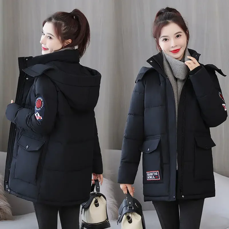 Womens Winter Coat Parka Hooded Jacket Mid Length Padded Jacket Warmth Free Shipping Wholesale Plus Size Slim Fit Korean Fashion
