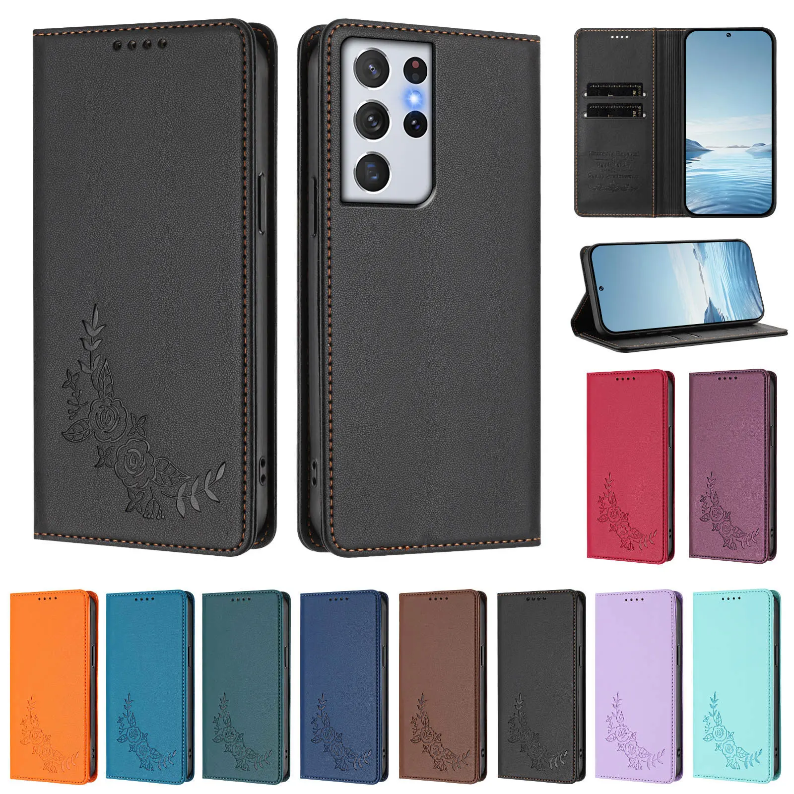 Luxury Magnetic Leather Case For Samsung Galaxy S21 Ultra S21 Plus S21 FE S21 S20 FE S20 Ultra S20 Plus S20 Wallet Phone Cover