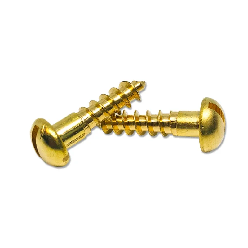 20/50/100pcs Brass Slotted Pan Head Screw Pure Brass Self Tapping Round Head Wood Screws M1.6 M2 M2.5 M3 M3.5 M4 M5 M6