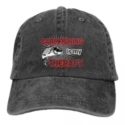 Washed Men's Baseball Cap Carpfishing Is My Therapy Trucker Snapback Caps Dad Hat Carp Fishing Fisher Golf Hats