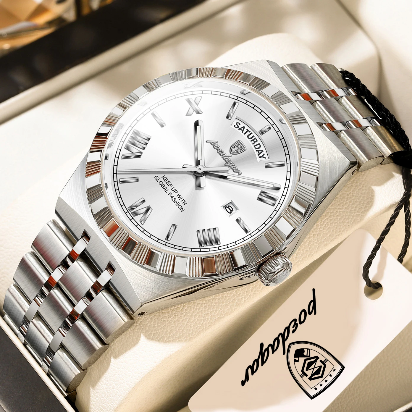 

POEDAGAR Original Casual Man Watch Week Date Waterproof Luminous Men's Watch Stainless Steel High Quality Quartz Watches For Me