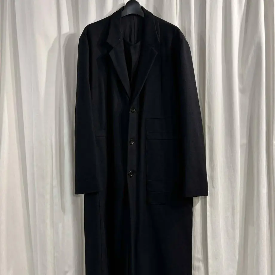 

ТОП-ЯМАМОТО ® Мужской черный однобортный плащ средней длины, пальто в пригородном стиле